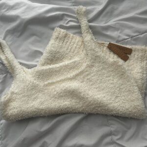 Skims Fuzzy Cream Knit Tank Top